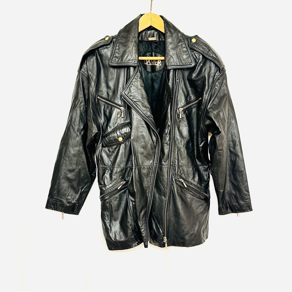 Danier oversized lightweight Black Leather Jacket